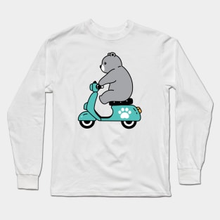 Cute Bear On Motorcycle Long Sleeve T-Shirt